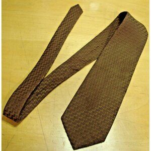 Trevira Mens Brown Jacquard Geometric 3D Pattern Neck Tie 100%  Polyester Formal